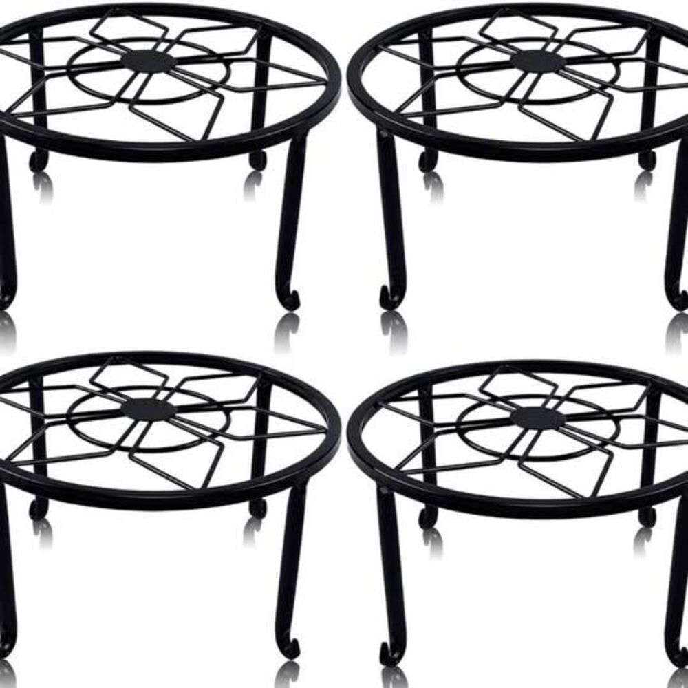 yosager 4 Pack Metal Plant Stands for Flower Pot, Heavy Duty Black Iron Potted